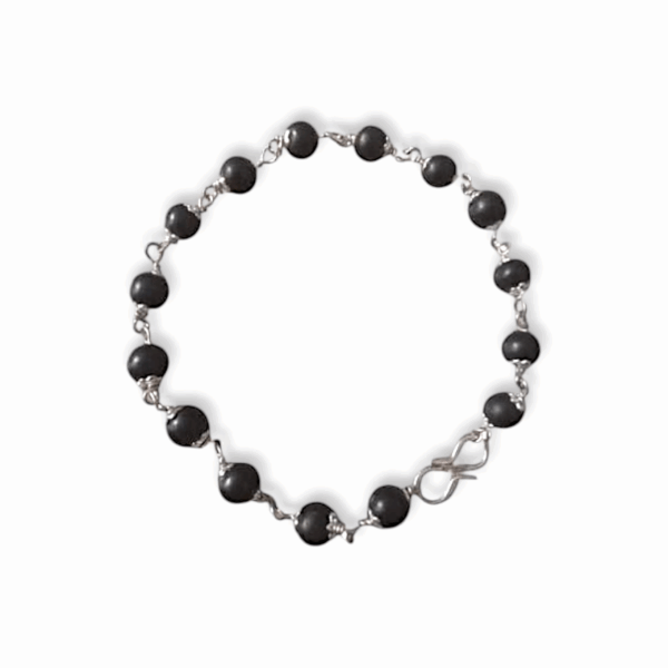 Original Karungali Bracelet With Silver Colour Coated Cap Beads 8mm Size - Karungali Kattai Chain Bracelet with Silver cap - Image 3