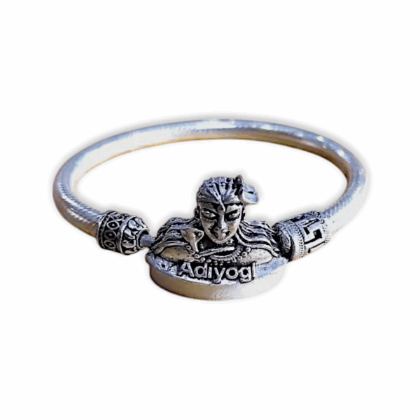 Latest Shiva Trishul Rudraksha Damru & Adiyogi Kada Bracelet - Silver Rakhi Bracelet for Brother - Raksha Bandhan Special Pack of 2 - Image 3
