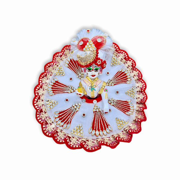 0 no Laddu Gopal Dress with Mukut & Mala - Heavy Fancy Design Krishna Dress - Janmashtami Speacial Beautiful Dress for Laddu Gopal Ji