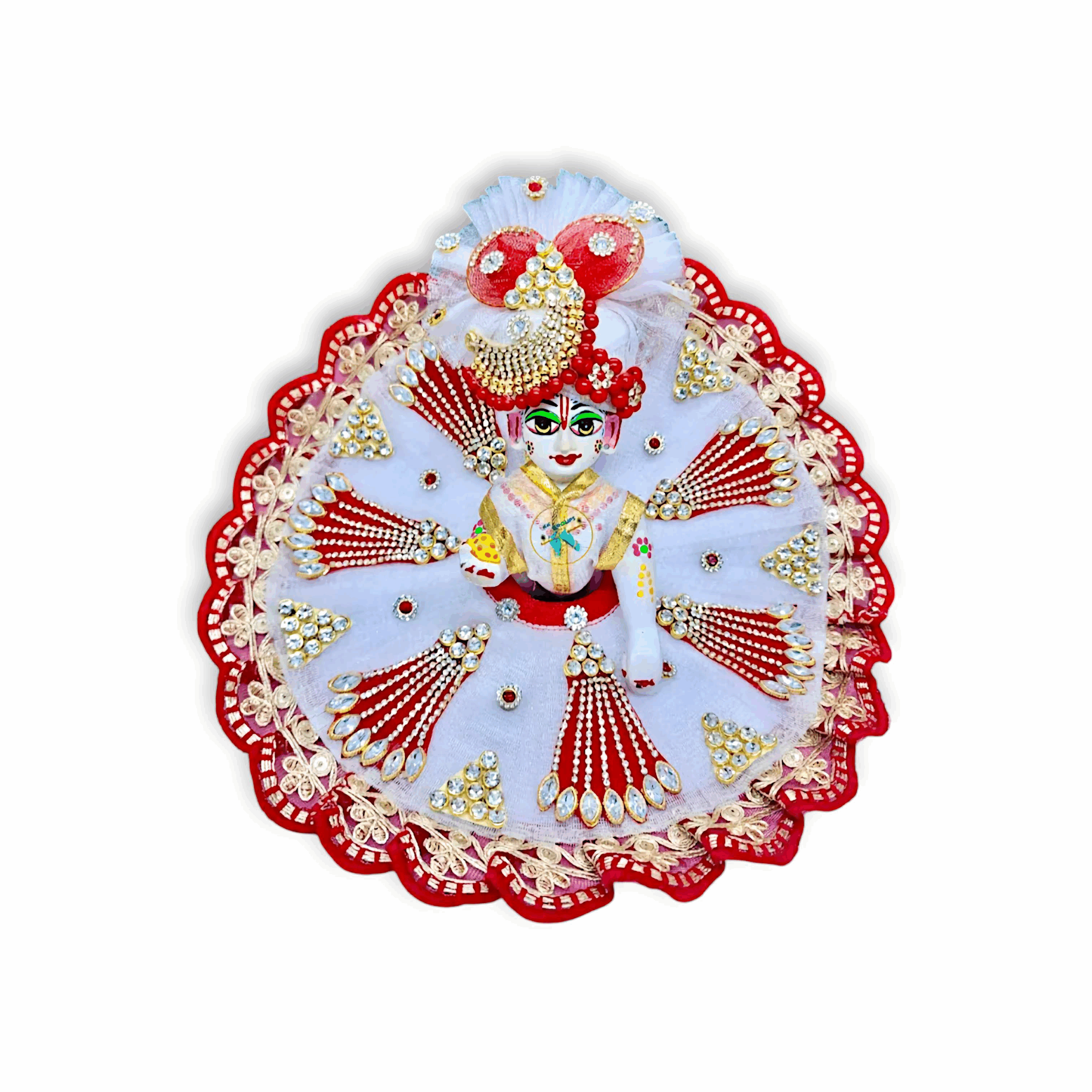 0 no Laddu Gopal Dress with Mukut & Mala - Heavy Fancy Design Krishna Dress - Janmashtami Speacial Beautiful Dress for Laddu Gopal Ji