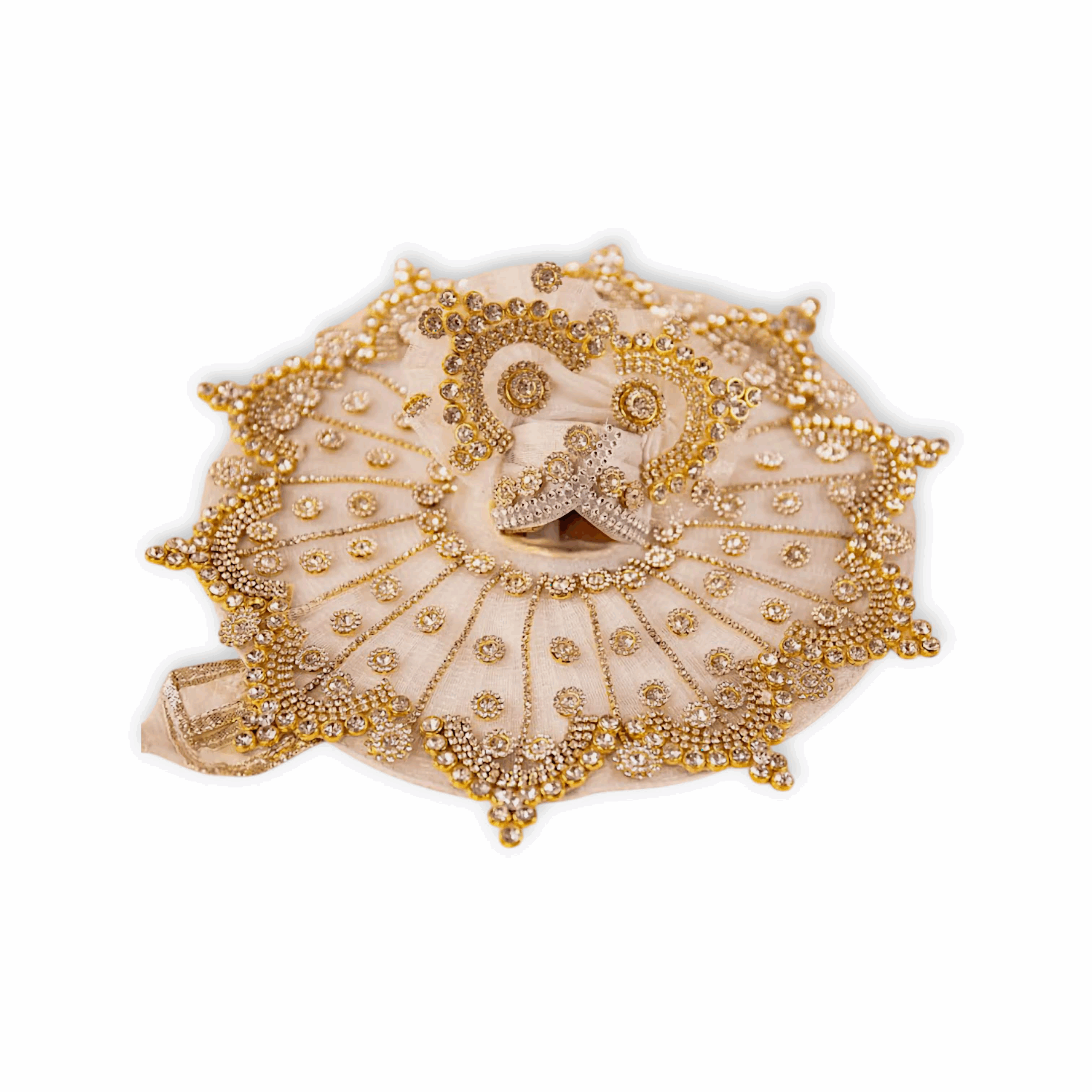 0 no Laddu Gopal Dress with Pagdi - Handmade White Stone Laddu Gopal Dress - Janmastami Special Fancy Design Dress for Laddu Gopal