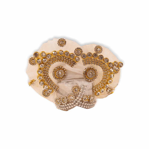 0 no Laddu Gopal Dress with Pagdi - Handmade White Stone Laddu Gopal Dress - Janmastami Special Fancy Design Dress for Laddu Gopal - Image 2
