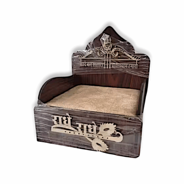 0 to 5 no Laddu Gopal Singhasan - Wooden Bed for Laddu Gopal - Beautiful Handcrafted Plywood Singhasan for Laddu Gopal Ji - Thakur Ji Bed, Chowki, Sofa All Purpose - Image 3