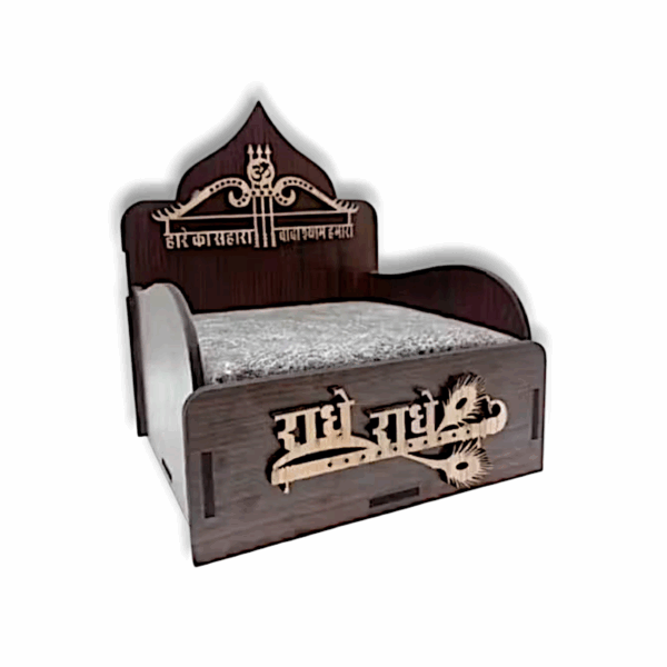 0 to 5 no Laddu Gopal Singhasan - Wooden Bed for Laddu Gopal - Beautiful Handcrafted Plywood Singhasan for Laddu Gopal Ji - Thakur Ji Bed, Chowki, Sofa All Purpose