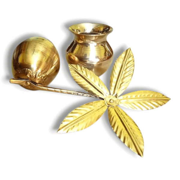 Brass Kalash With Brass Coconut And Mango Leafs - For Diwali Pooja Dussehra And All Other Rituals - Wedding Cerimony Brass Kalash- - Image 2
