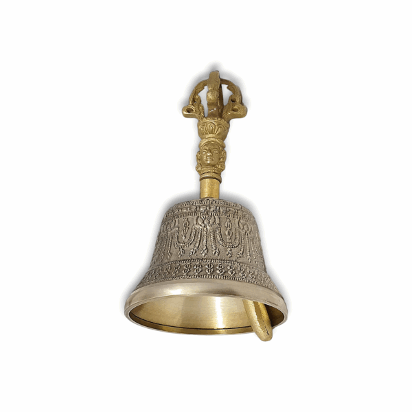 Tibetan Buddhist Bell - Brass Pooja Bell - Brass Pooja Ganti - Tibetan Buddhist Bell for Pooja & Meditation - 6 inch Brass Pooja Bell - Image 4