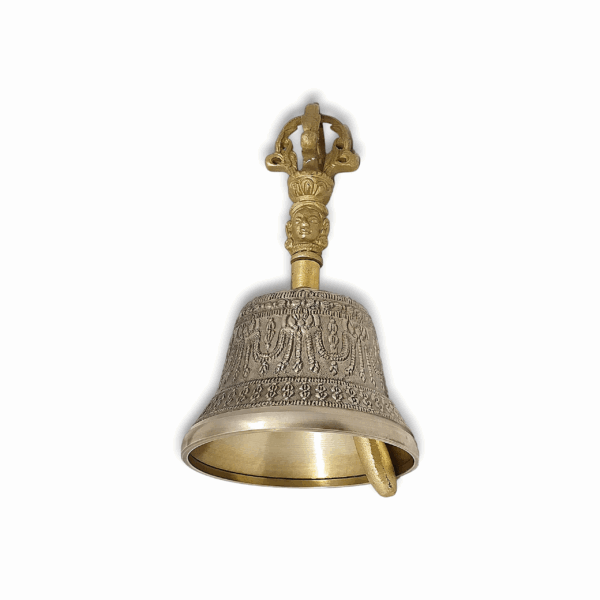 Tibetan Buddhist Bell - Brass Pooja Bell - Brass Pooja Ganti - Tibetan Buddhist Bell for Pooja & Meditation - 6 inch Brass Pooja Bell - Image 4