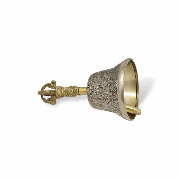 Tibetan Buddhist Bell - Brass Pooja Bell - Brass Pooja Ganti - Tibetan Buddhist Bell for Pooja & Meditation - 6 inch Brass Pooja Bell - Image 3