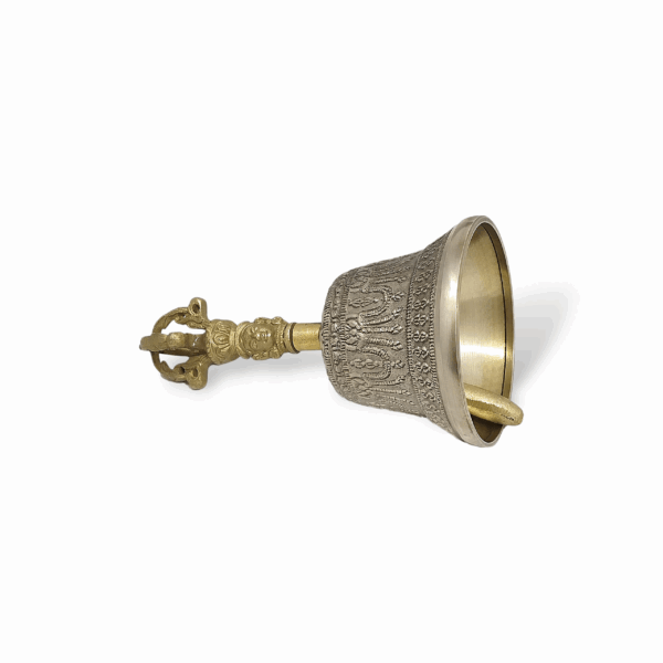 Tibetan Buddhist Bell - Brass Pooja Bell - Brass Pooja Ganti - Tibetan Buddhist Bell for Pooja & Meditation - 6 inch Brass Pooja Bell - Image 3