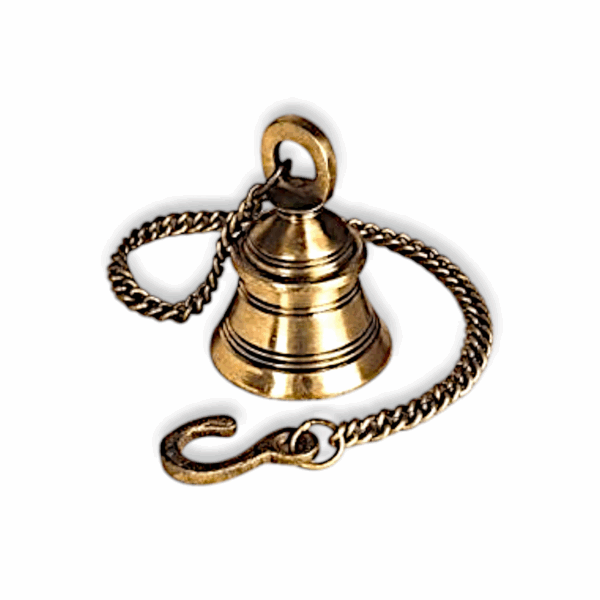 Brass Decorative Wall Hanging Bell - Brass Ghanti - Brass Wall Hanging Bell with Chain & Hook - Pack of 1 - Image 3
