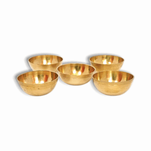 Hand Made Round Brass Bowl (Set of 5) - Bhog Katori For Laddu Gopal Ji - Small Brass Katori For Puja.