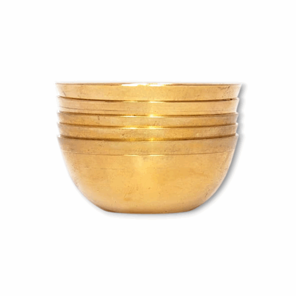 Hand Made Round Brass Bowl (Set of 5) - Bhog Katori For Laddu Gopal Ji - Small Brass Katori For Puja. - Image 3