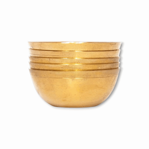 Hand Made Round Brass Bowl (Set of 5) - Bhog Katori For Laddu Gopal Ji - Small Brass Katori For Puja. - Image 3