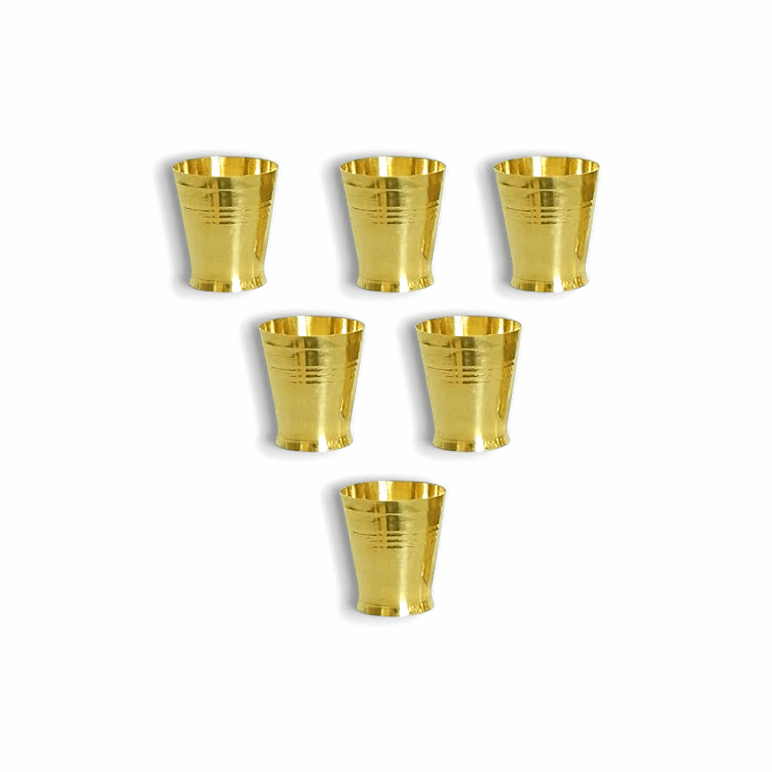 Handmade Pure Brass Golden Glass -Small Brass Glass Pooja Accessories ( Pack of 6) - Tumbler for Serving & Drinking Purpose.