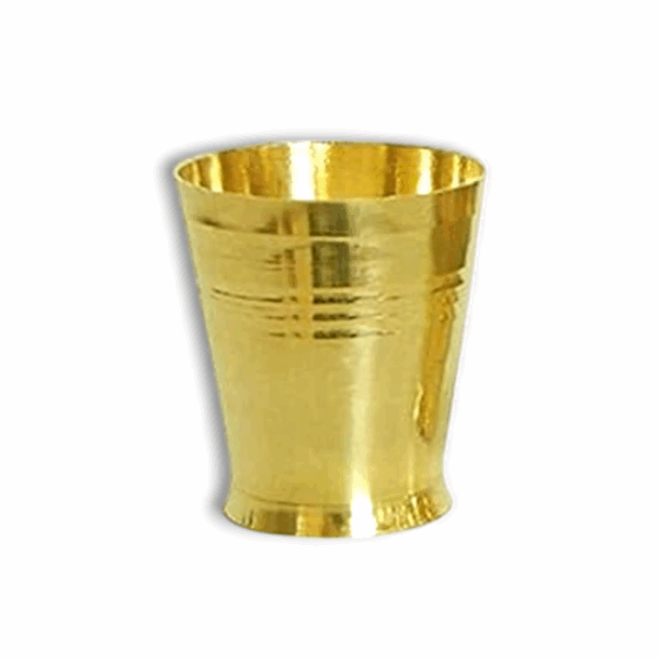 Handmade Pure Brass Golden Glass -Small Brass Glass Pooja Accessories ( Pack of 6) - Tumbler for Serving & Drinking Purpose. - Image 3