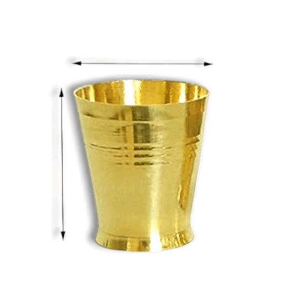 Handmade Pure Brass Golden Glass -Small Brass Glass Pooja Accessories ( Pack of 6) - Tumbler for Serving & Drinking Purpose. - Image 2