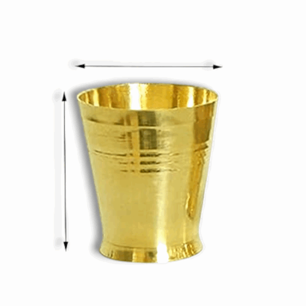 Handmade Pure Brass Golden Glass -Small Brass Glass Pooja Accessories ( Pack of 6) - Tumbler for Serving & Drinking Purpose. - Image 2
