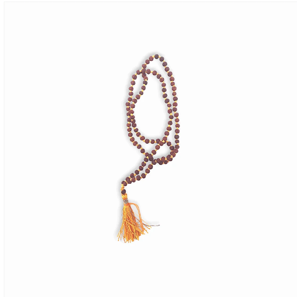 5 Mukhi (2 mm) Rudraksha Mala 180+1 Beads - Small Beads Rudraksha Mala - 5 Mukhi Rudraksha Mala - Brown Leather Hip Hop Wristband Mens Bracelet - Image 2