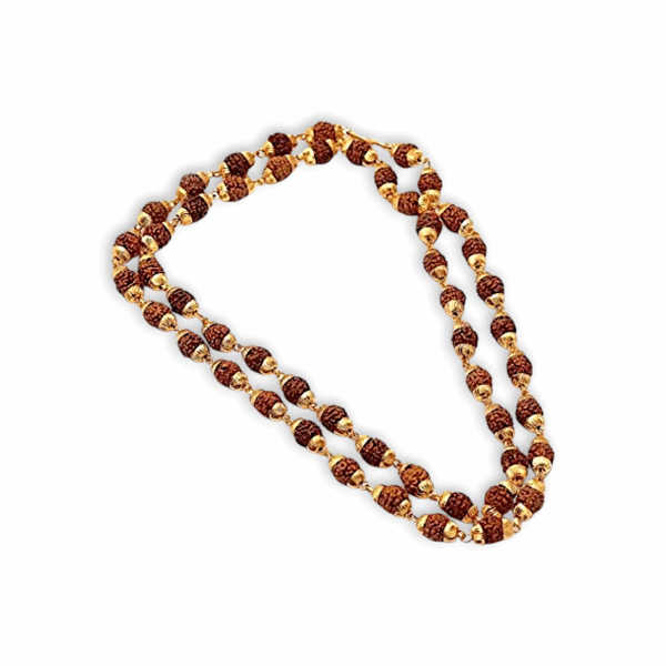 5 Mukhi (2 mm) Rudraksha Mala 180+1 Beads - Small Beads Rudraksha Mala - 5 Mukhi Rudraksha Mala - Brown Leather Hip Hop Wristband Mens Bracelet - Image 3