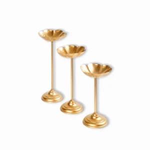 Metal Diwali Pooja Tealight - Home Decor Showpiece for Diwali and Pooja Decoration -  Oil Floating Diyas For Indoor Outdoor Wedding Festival Decor (Set of 3)