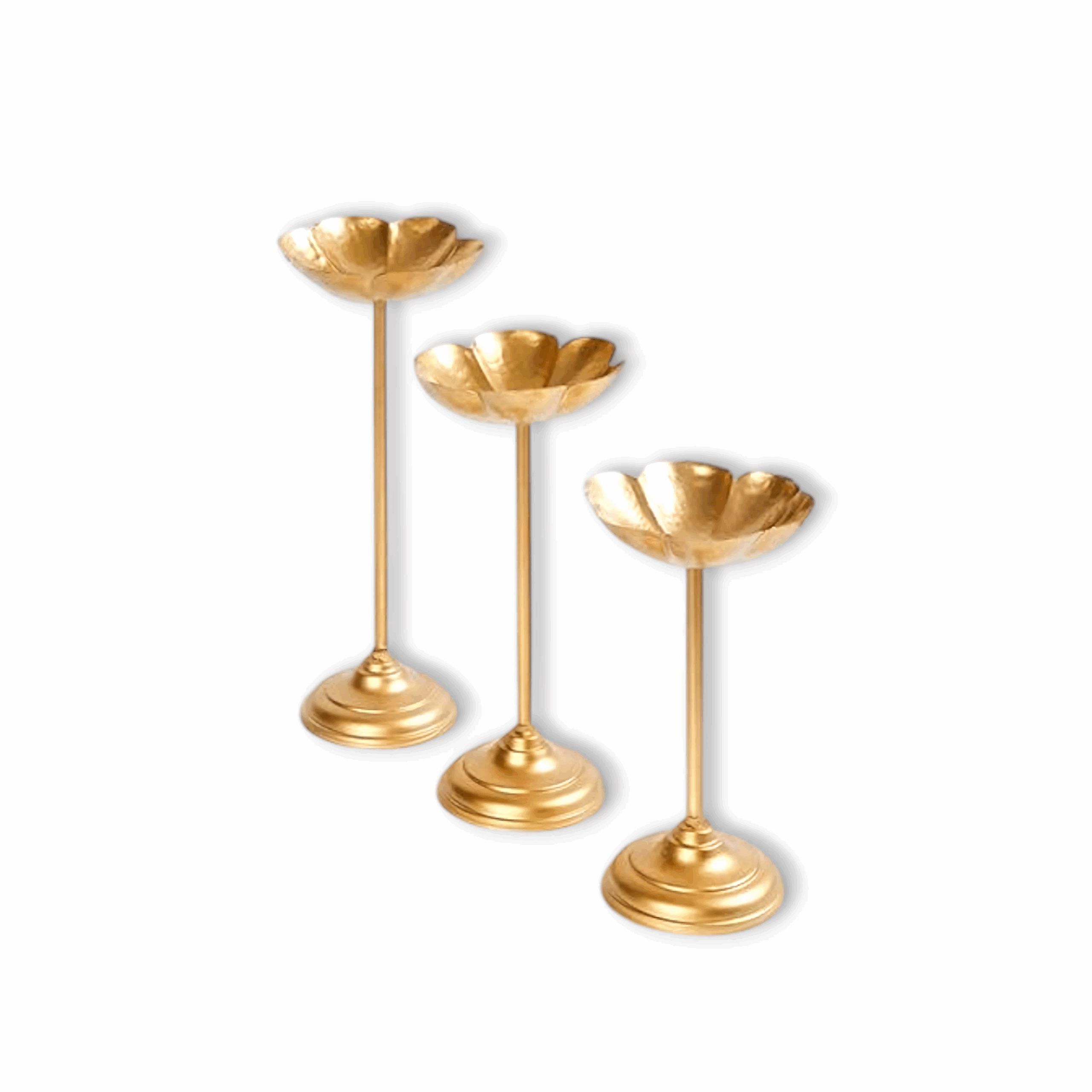 Metal Diwali Pooja Tealight - Home Decor Showpiece for Diwali and Pooja Decoration -  Oil Floating Diyas For Indoor Outdoor Wedding Festival Decor (Set of 3)