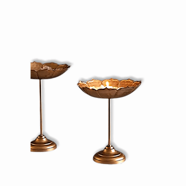 Metal Diwali Pooja Tealight - Home Decor Showpiece for Diwali and Pooja Decoration -  Oil Floating Diyas For Indoor Outdoor Wedding Festival Decor (Set of 3) - Image 2