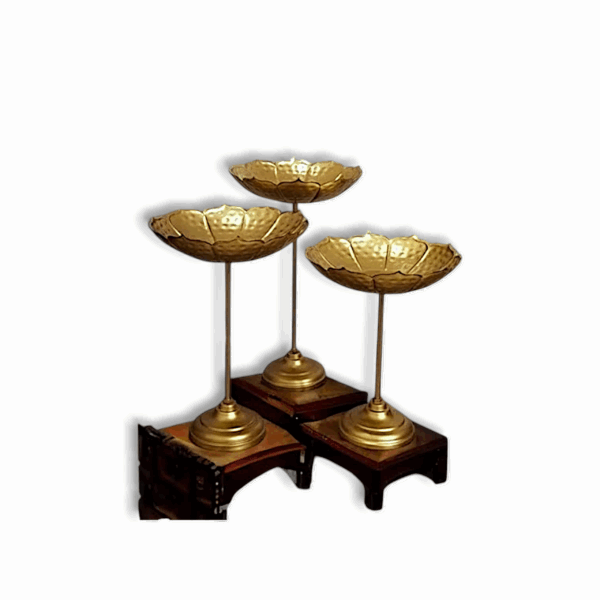 Metal Diwali Pooja Tealight - Home Decor Showpiece for Diwali and Pooja Decoration -  Oil Floating Diyas For Indoor Outdoor Wedding Festival Decor (Set of 3) - Image 5