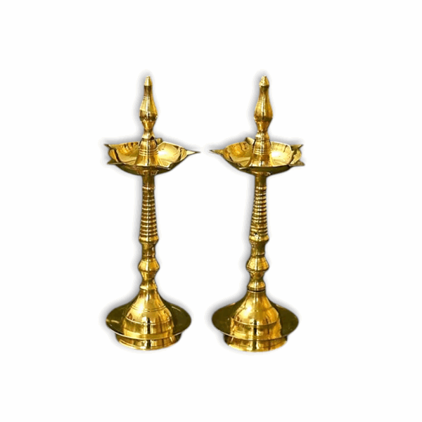 Kerala Diyas For Pooja -  Diwali Decorations For Home, Mandir, Temple, Festival - Brass  Samai Diya  Set of 2.