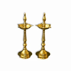Kerala Diyas For Pooja -  Diwali Decorations For Home, Mandir, Temple, Festival - Brass  Samai Diya  Set of 2.