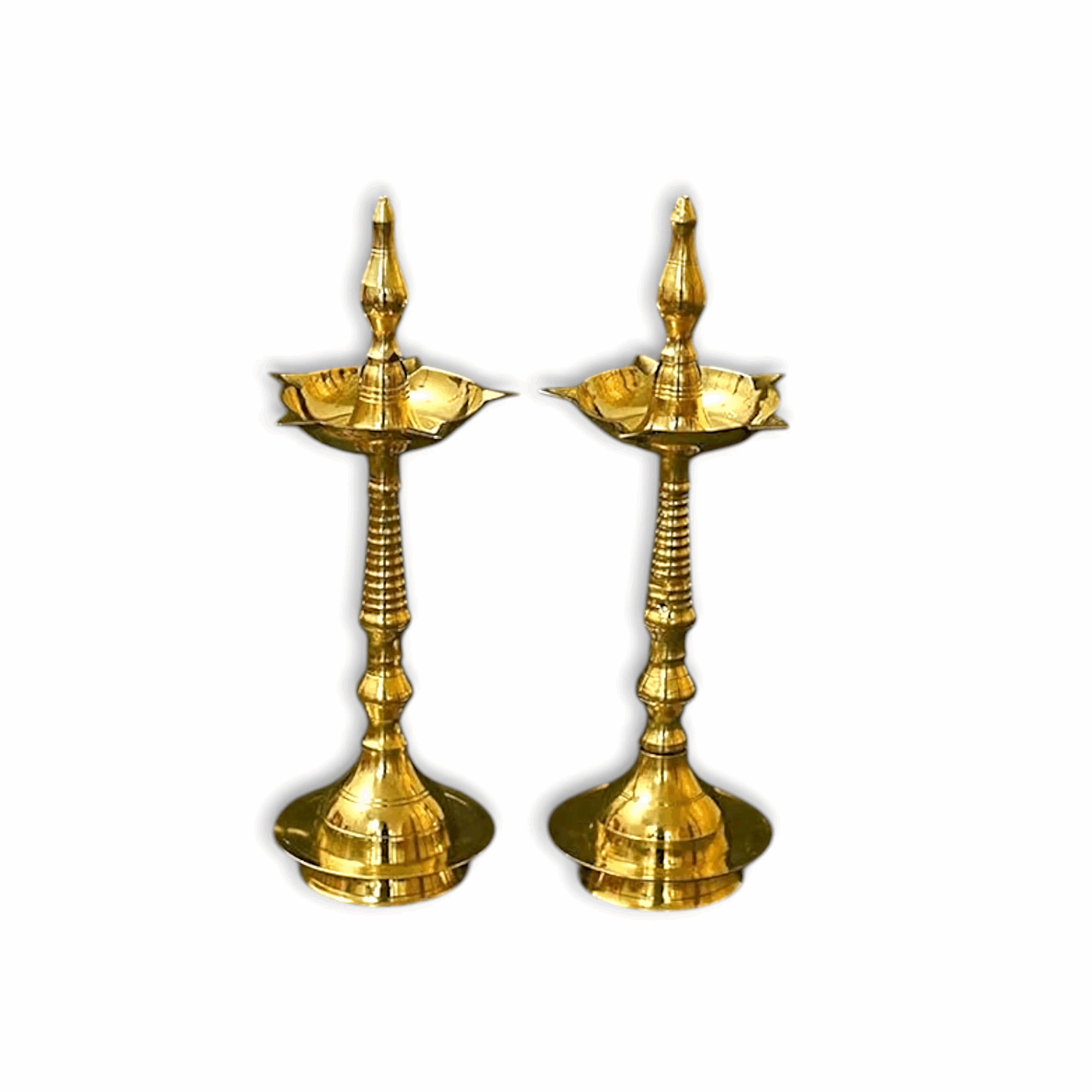 Kerala Diyas For Pooja -  Diwali Decorations For Home, Mandir, Temple, Festival - Brass  Samai Diya  Set of 2.
