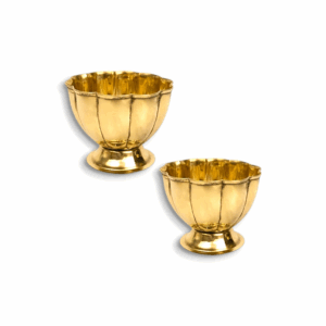 Traditional Brass Stand Bowl for Puja Prasad And Temple Home -   Puja Chandhan ,Kumkum, Turmeric Sandal Multipurpose Bowl (Set Of 2)