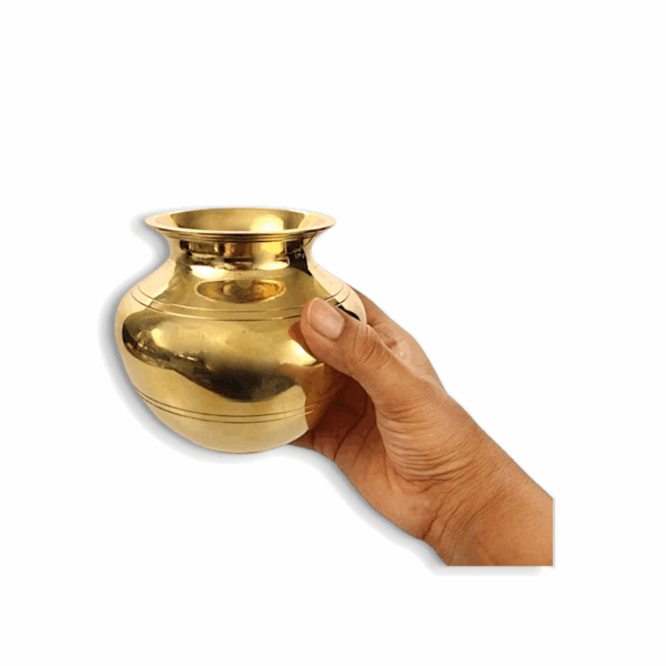 Traditional Hancrafted Brass Lota - Kalash For Theertha Sombu , Karwachauth , Mandir , Temple,Marriage Kamandal , Gangajal - Image 2