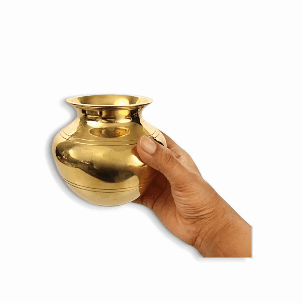 Traditional Hancrafted Brass Lota - Kalash For Theertha Sombu , Karwachauth , Mandir , Temple,Marriage Kamandal , Gangajal - Image 2
