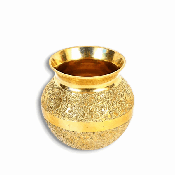 Brass Pooja Kalash - Golden Brass Lota For Puja , Karwachauth ,Diwali, Mandir, Temple, Festival, Marriage And Wedding.