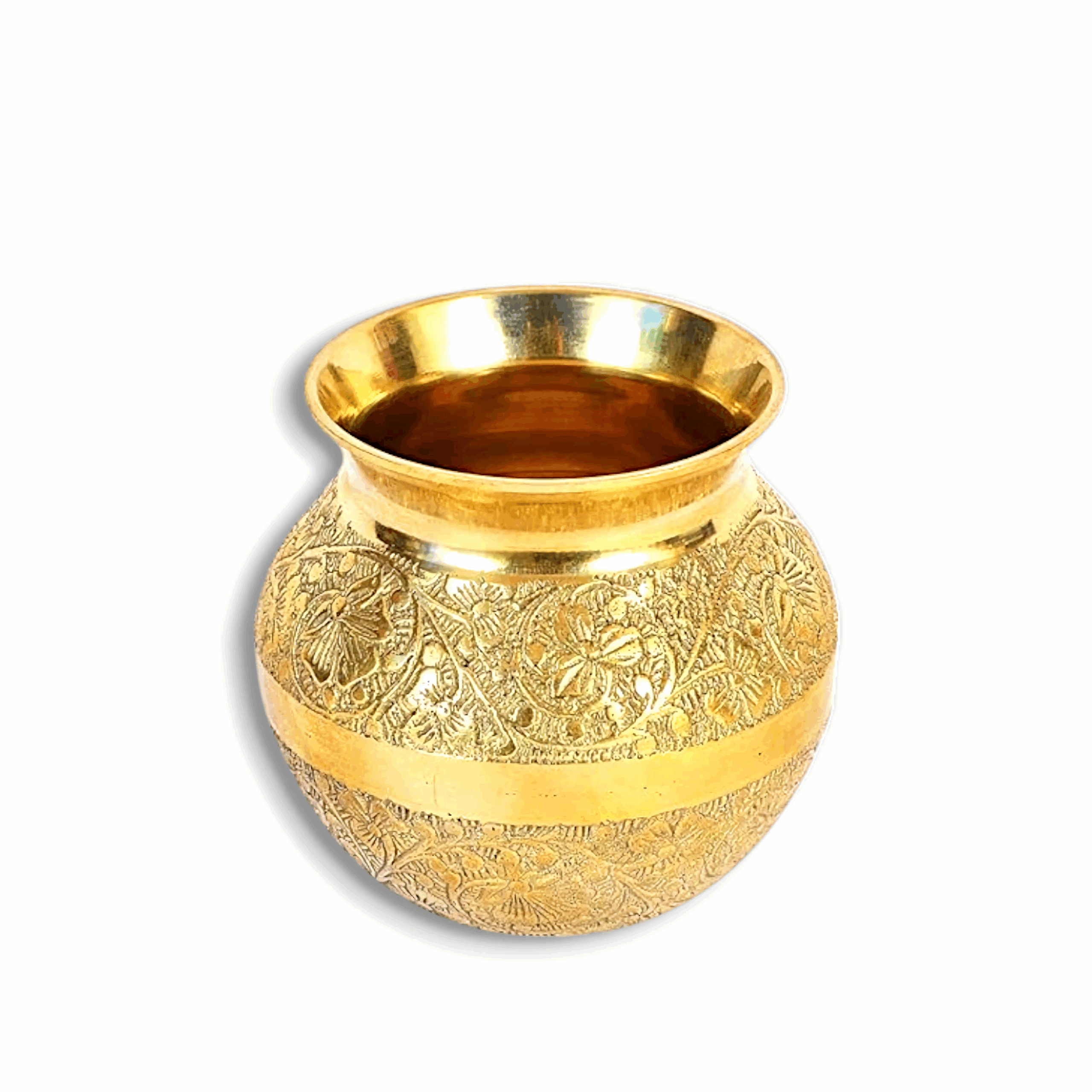 Brass Pooja Kalash - Golden Brass Lota For Puja , Karwachauth ,Diwali, Mandir, Temple, Festival, Marriage And Wedding.