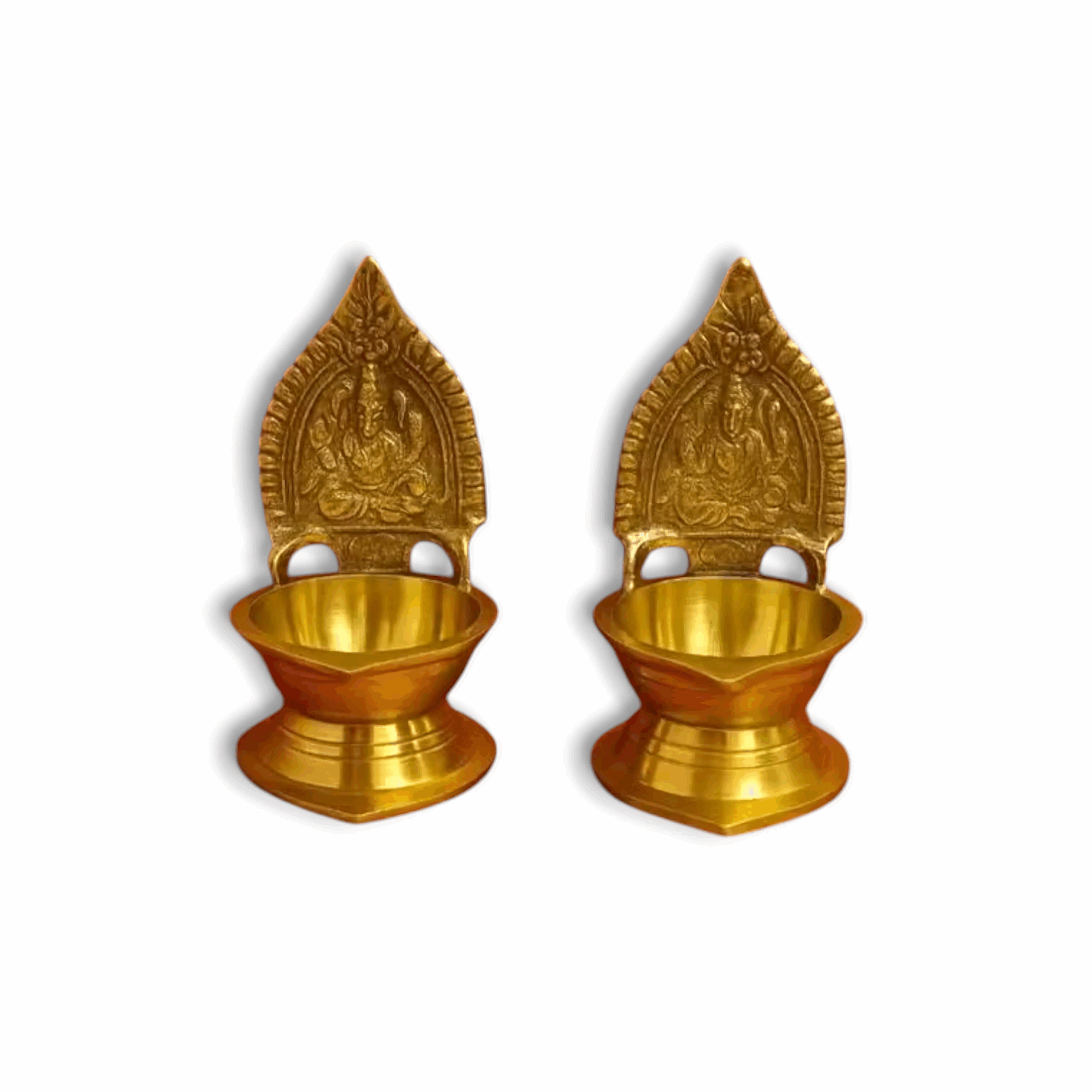 Handcrafted Lakshmi OiL Lamp - Brass Devi Maa Diya For Puja And Decorations - Set Of 2