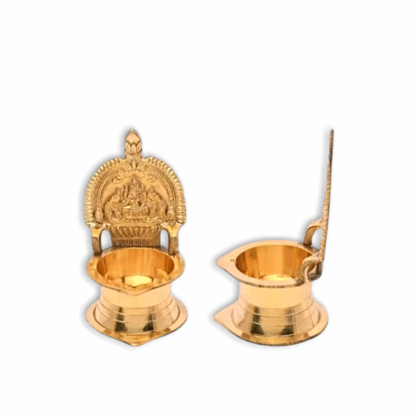 Handcrafted Lakshmi OiL Lamp - Brass Devi Maa Diya For Puja And Decorations - Set Of 2 - Image 3