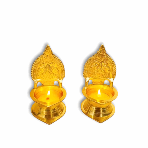 Handcrafted Lakshmi OiL Lamp - Brass Devi Maa Diya For Puja And Decorations - Set Of 2 - Image 2