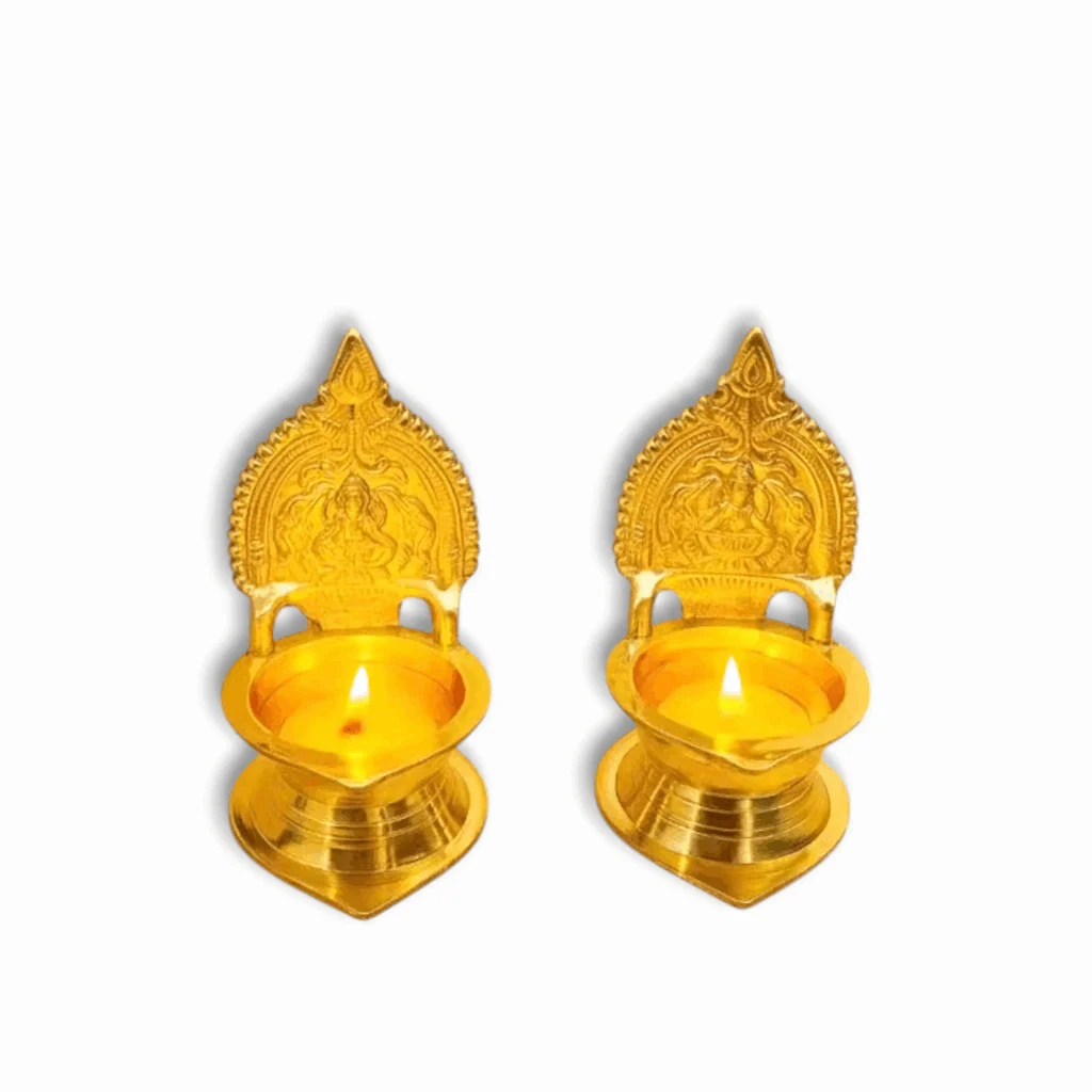 Handcrafted Lakshmi OiL Lamp - Brass Devi Maa Diya For Puja And Decorations - Set Of 2 - Image 2