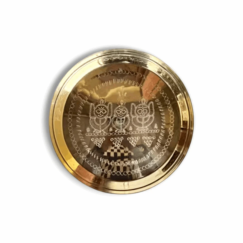 Handicraft Lord Jaganntha, Maa Shubhadra, Balabhadra Painting Desing Thali - Pure Brass Arti Plate For Puja - - Image 3