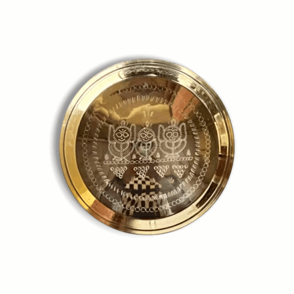 Handicraft Lord Jaganntha,Maa Shubhadra,Balabhadra Painting Desing Thali -  Pure Brass Arti Plate For Puja - - Image 3