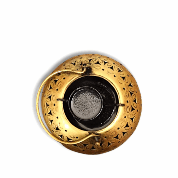 Beautiful Hanging Metal Lota Candle Holder Antique Shade -  Flower cutting Round Tea Light Candle Holder -  Flower cutting Round Tea Light Candle Holder. - Image 4