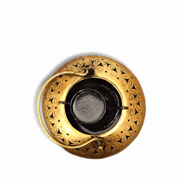 Beautiful Hanging Metal Lota Candle Holder Antique Shade -  Flower cutting Round Tea Light Candle Holder -  Flower cutting Round Tea Light Candle Holder. - Image 4