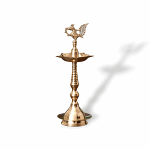 Brass Golden Peacock Mahabharat Diya Oil Lamp - Brass Kerala Diya Stand for Puja - Diya Oil Lamp Home Pooja Decor