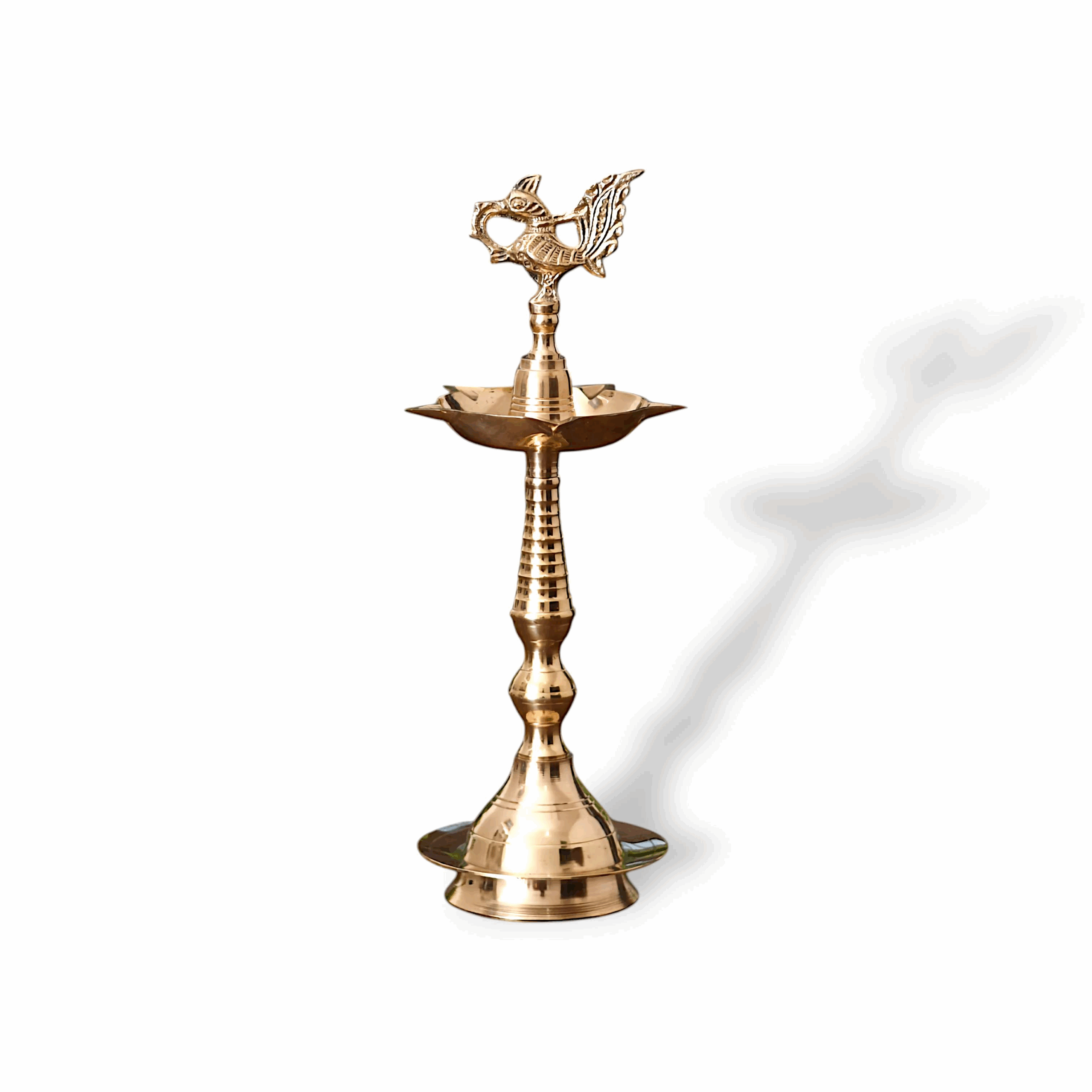 Brass Golden Peacock Mahabharat Diya Oil Lamp - Brass Kerala Diya Stand for Puja - Diya Oil Lamp Home Pooja Decor