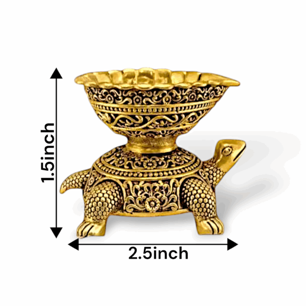 Brass Tortoise Diya - Tortoise Home Decor Deepam Lamp -Pooja Arati Tortoise Diya Lamp - Decorative Oil Light Diwali Festival Temple Pooja - Image 2