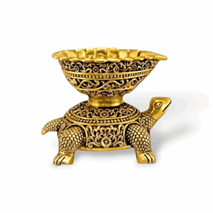 Brass Tortoise Diya - Tortoise Home Decor Deepam Lamp -Pooja Arati Tortoise Diya Lamp - Decorative Oil Light Diwali Festival Temple Pooja
