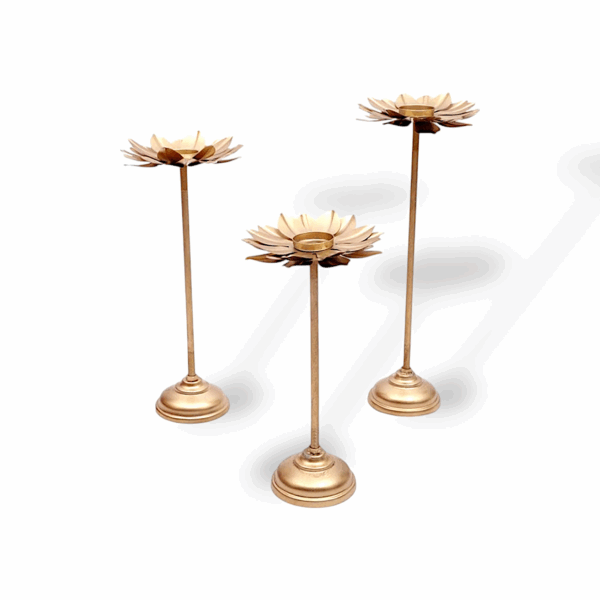 Handicraft Metal Tealight - T-Light Candle Holder Candle Stand - Home Decor Festive - Decor Diwali Diya Stand Home, Office Decoration, Gift Item - Set of 3 - Image 3