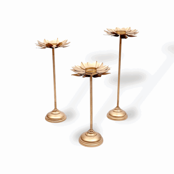 Handicraft Metal Tealight - T-Light Candle Holder Candle Stand - Home Decor Festive - Decor Diwali Diya Stand Home, Office Decoration, Gift Item - Set of 3 - Image 3