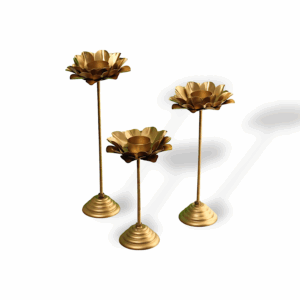 Handicraft Metal Tealight - T-Light Candle Holder Candle Stand - Home Decor Festive - Decor Diwali Diya Stand Home, Office Decoration, Gift Item - Set of 3